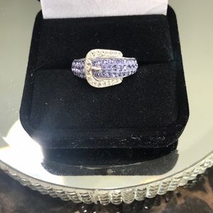 Purple/Lavender Buckle Silver Ring SZ 7